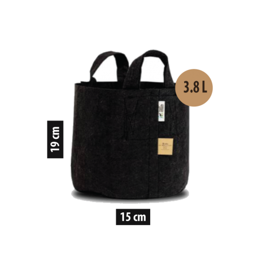 Root Pouch Maceta de Tela - 3.8L C/ Asas (15x19cm)