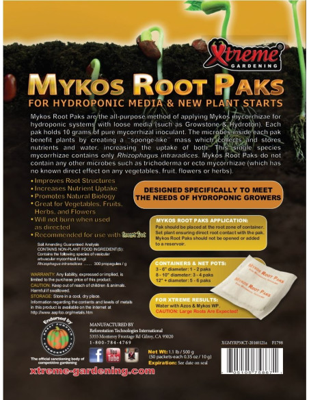 Xtreme Gardening Mykos Root Paks 10 G (50 Uds) Xtreme Gardening Mykos Root Paks 10 G (50 Uds)