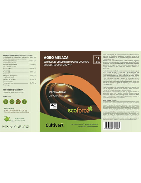 Cultivers Ecoforce Melaço de Cana-de-açúcar 1-20L Cultivers Ecoforce Melaço de Cana-de-açúcar 1-20L
