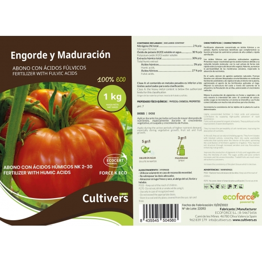 Cultivers Ecoforce Engorde y Maduración Force K Eco 1-5kg