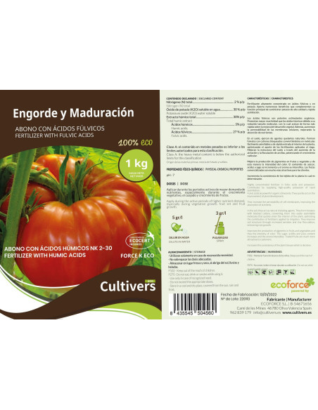 Cultivers Ecoforce Engorda e Maturação Force K Eco 1-5kg Cultivers Ecoforce Engorda e Maturação Force K Eco 1-5kg