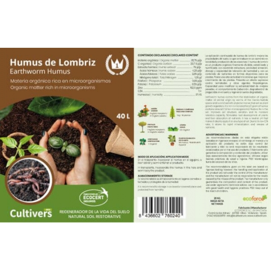 Cultivers Ecoforce Humus de Lombriz 3-40L (1.5-20kg)