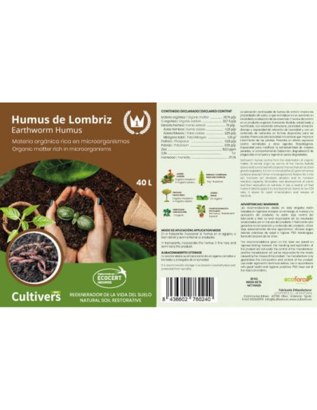 Cultivers Ecoforce Humus de Minhoca 3-40L (1.5-20kg) Cultivers Ecoforce Humus de Minhoca 3-40L (1.5-20kg)