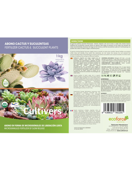 Cultivers Ecoforce Adubo Especial para Cactos e Suculentas 250g Cultivers Ecoforce Adubo Especial para Cactos e Suculentas 250g