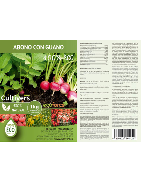 Cultivers Ecoforce Fertilizante Orgânico com Guano 1-25kg Cultivers Ecoforce Fertilizante Orgânico com Guano 1-25kg