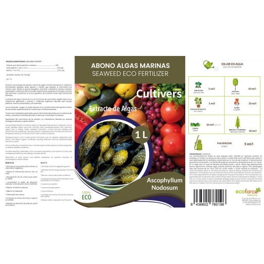 Cultivers Ecoforce Abono Líquido Algas Marinas 1-5L