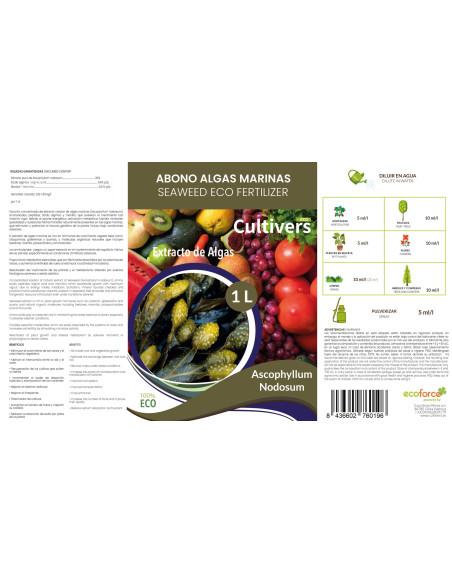 Cultivers Ecoforce Fertilizante Líquido de Algas Marinhas 1-5L Cultivers Ecoforce Fertilizante Líquido de Algas Marinhas 1-5L