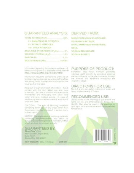 FloraFlex Veg Foliar 450g (1lbs) FloraFlex Veg Foliar 450g (1lbs)