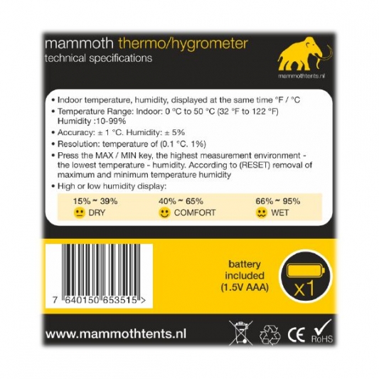 Mammoth Mini Thermohygrometer w/ probe