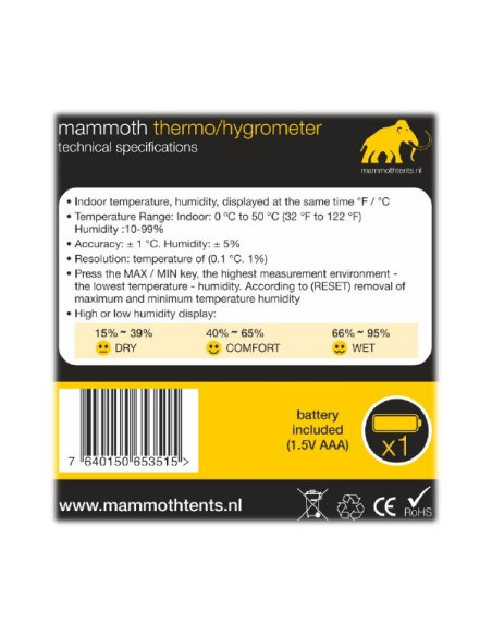 Mammoth Mini Termohigrómetro c/ sonda Mammoth Mini Termohigrómetro c/ sonda