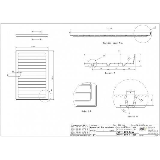 Ebb and Flow Tray - Type EUR (120 x 80 cm) Grey (Pack 50 units)