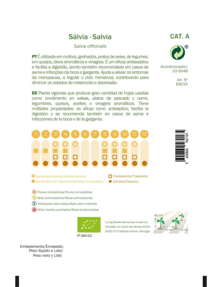 Sementes Vivas Sálvia 1G Sementes Vivas Sálvia 1G