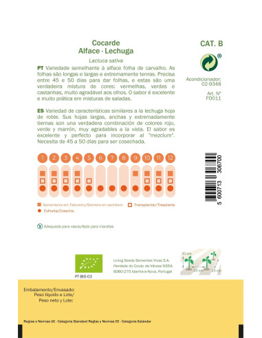 Sementes Vivas Alface Cocarde 1G
