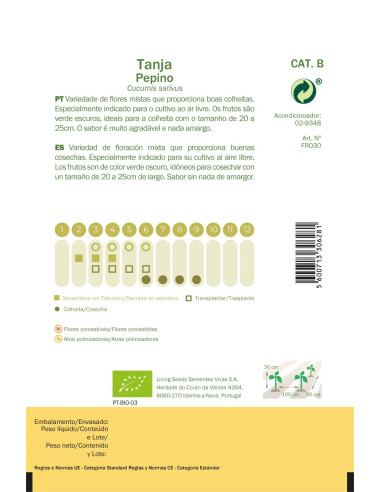 Sementes Vivas Tanja Cucumber 35 Seeds
