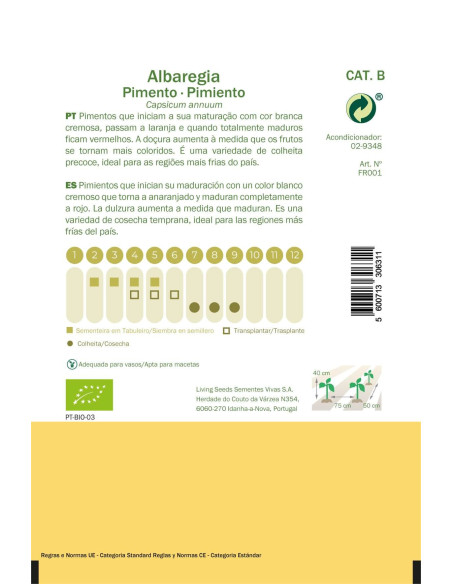 Sementes Vivas Pimiento Albaregia 50 Semillas Sementes Vivas Pimiento Albaregia 50 Semillas