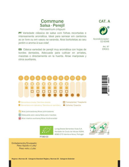 Sementes Vivas Common Parsley 3 4G Sementes Vivas Common Parsley 3 4G